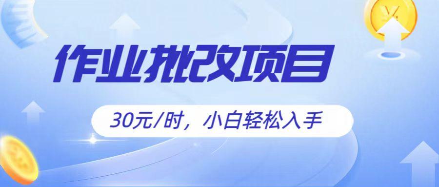 作业批改项目30元/时，简单小白轻松入手，非常适合兼职-天韵资源网