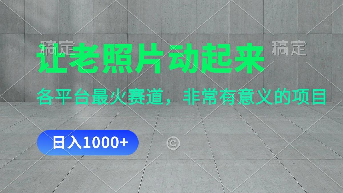 让老照片动起来，一天变现1000+，各平台最火赛道，看完就会-天韵资源网