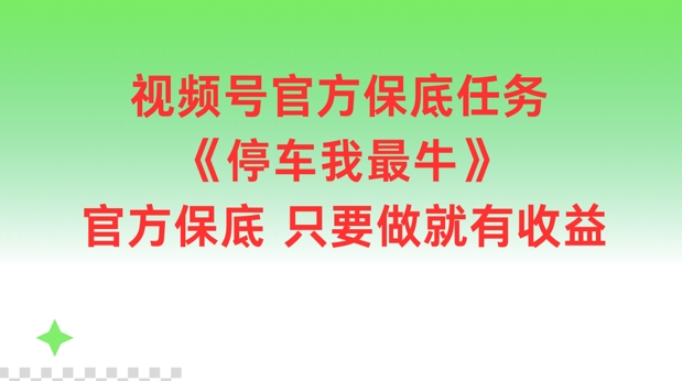 视频号官方保底任务，停车我最牛，官方保底只要做就有收益【揭秘】-天韵资源网