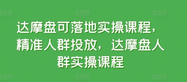 达摩盘可落地实操课程，精准人群投放，达摩盘人群实操课程-天韵资源网