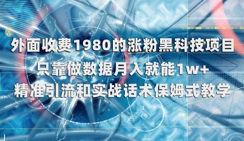 外面收费1980的涨粉黑科技项目，只靠做数据月入就能1w+【揭秘】-天韵资源网