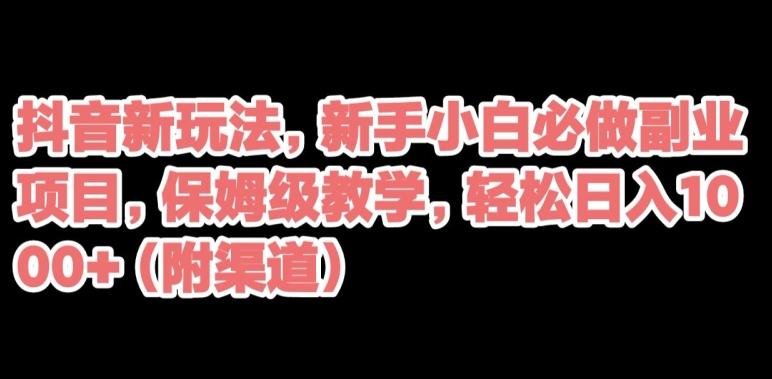 抖音新玩法，新手小白必做副业项目，保姆级教学，轻松日入1000+（附渠道）-天韵资源网