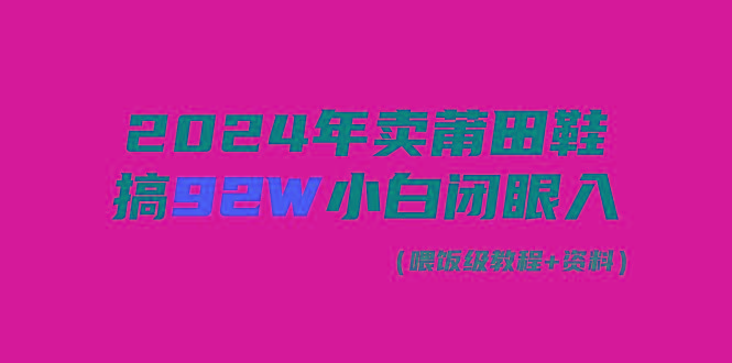 (9329期)2024年卖莆田鞋，搞了92W，小白闭眼操作！-天韵资源网