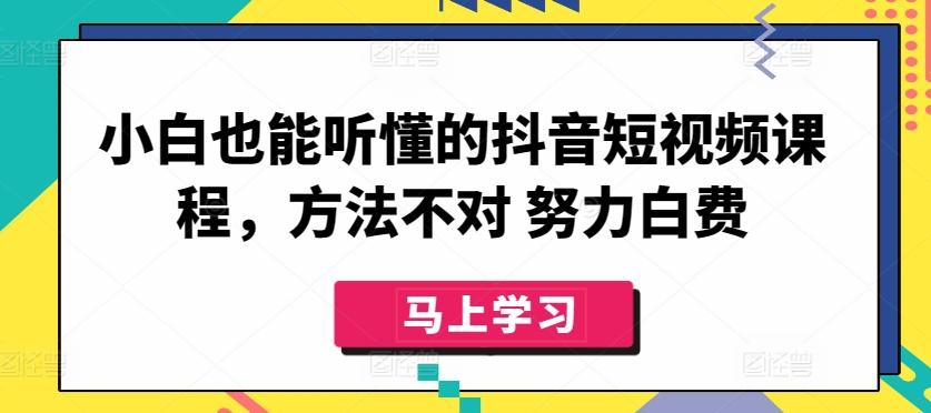 小白也能听懂的抖音短视频课程，方法不对 努力白费-天韵资源网