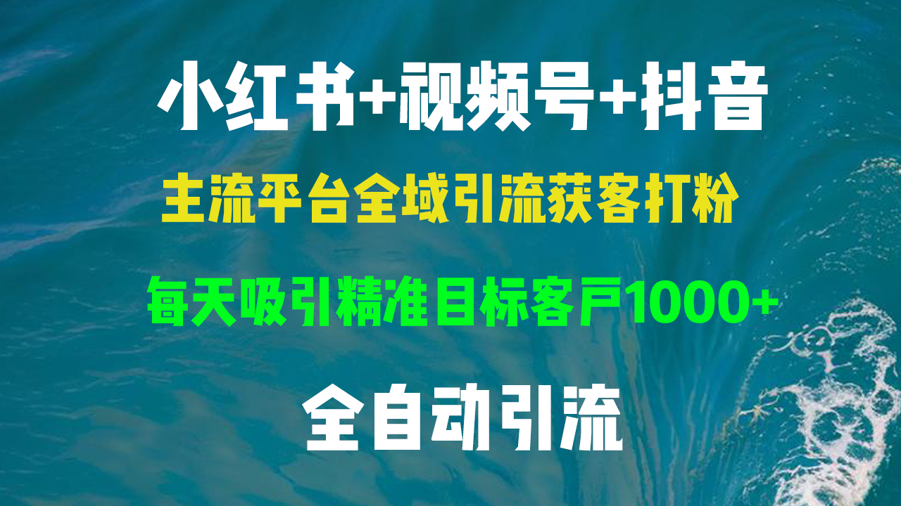 小红书，视频号，抖音主流平台全域引流获客打粉，每天吸引精准目标客户…-天韵资源网