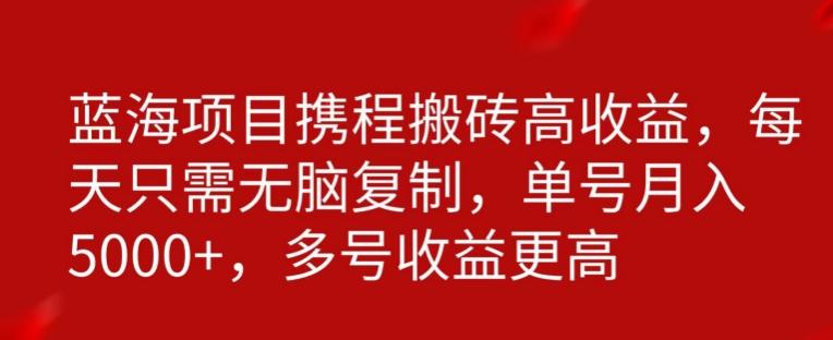 携程搬砖项目，只需每天无脑复制，月入5000+-天韵资源网