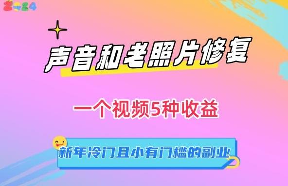 声音和老照片修复，一个视频5种收益，新年冷门且小有门槛的副业【揭秘】-天韵资源网