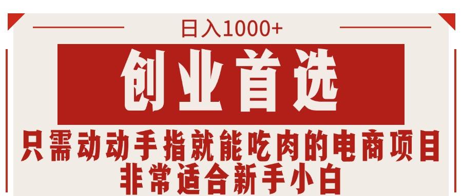 只需动动手指就能吃肉的电商项目，日入1000+，创业首选，非常适合新手小白-天韵资源网
