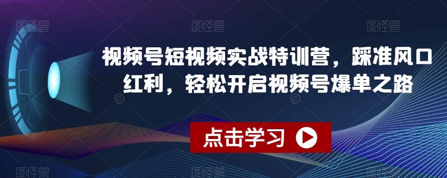 视频号短视频实战特训营，踩准风口红利，轻松开启视频号爆单之路-天韵资源网