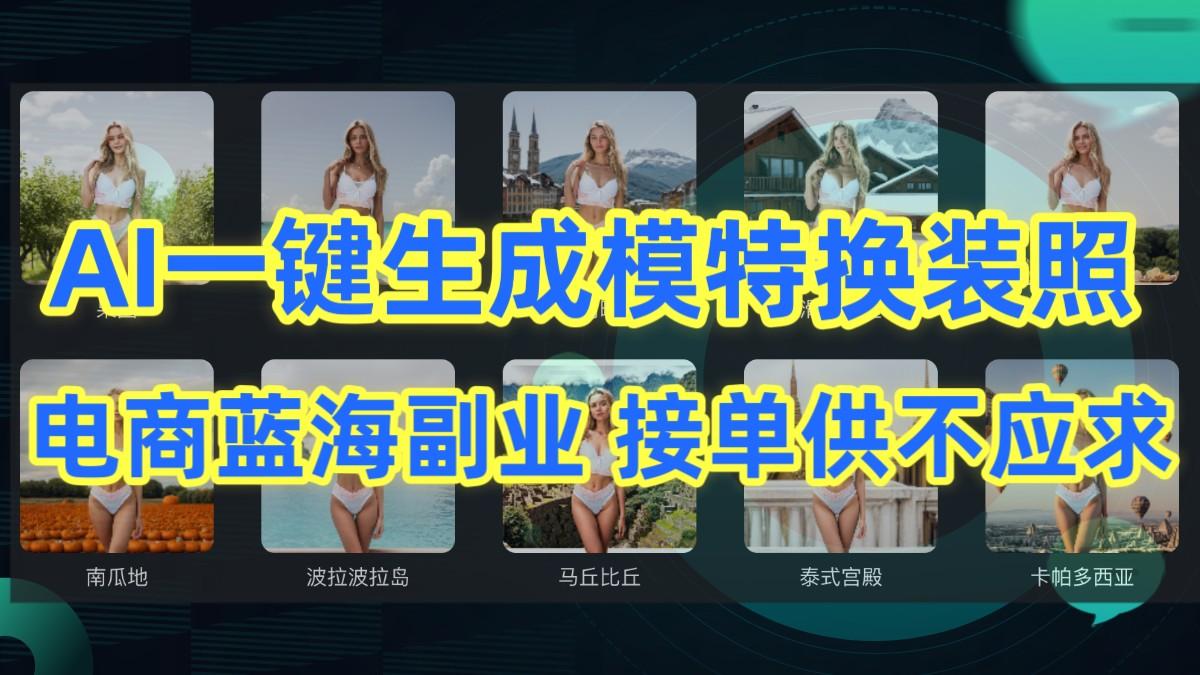 AI制作一键生成模特换装照，电商蓝海副业，接单供不应求-天韵资源网