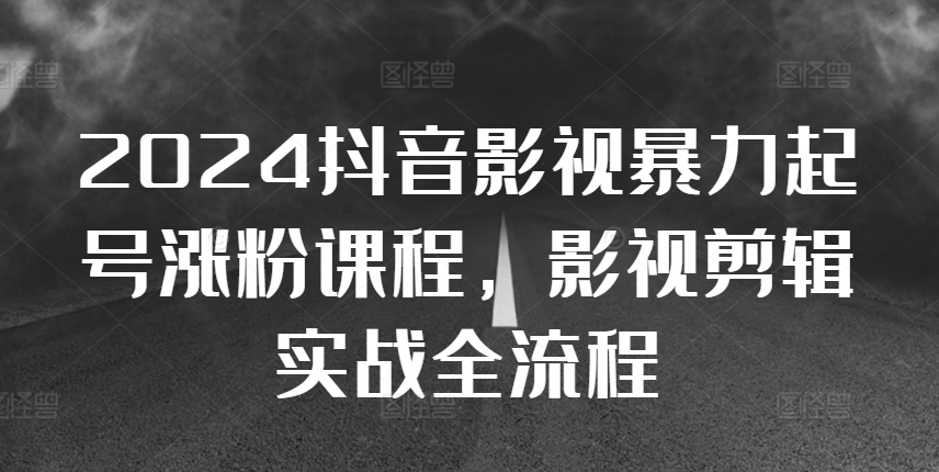 2024抖音影视暴力起号涨粉课程，影视剪辑搬运实战全流程-天韵资源网