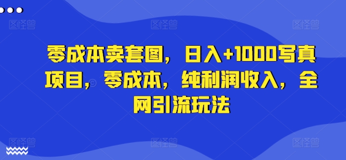 零成本卖套图，日入+1000写真项目，零成本，纯利润收入，全网引流玩法-天韵资源网