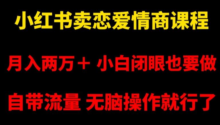小红书卖恋爱情商课程，月入两万＋，小白闭眼也要做，自带流量，无脑操作就行了【揭秘】-天韵资源网