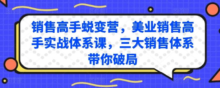 销售高手蜕变营，美业销售高手实战体系课，三大销售体系带你破局-天韵资源网