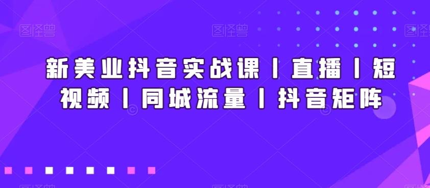 新美业抖音实战课丨直播丨短视频丨同城流量丨抖音矩阵-天韵资源网