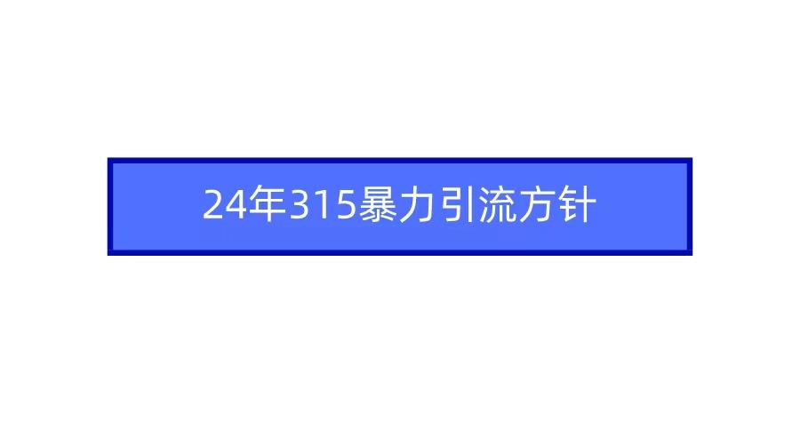(9398期)2024年315暴力引流方针-天韵资源网