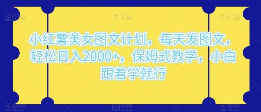 小红薯美女图文计划，每天发图文，轻松日入2000+，保姆式教学，小白跟着学就行-天韵资源网