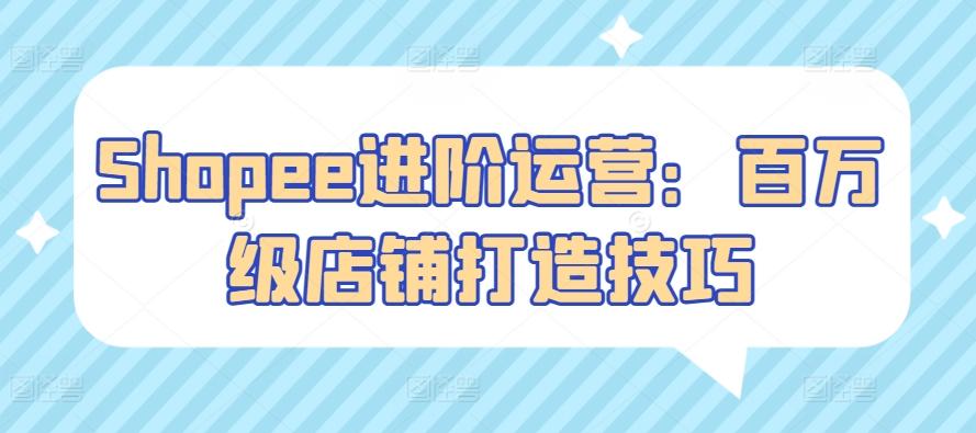 Shopee进阶运营：百万级店铺打造技巧-天韵资源网
