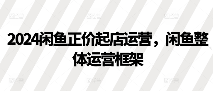 2024闲鱼正价起店运营，闲鱼整体运营框架-天韵资源网
