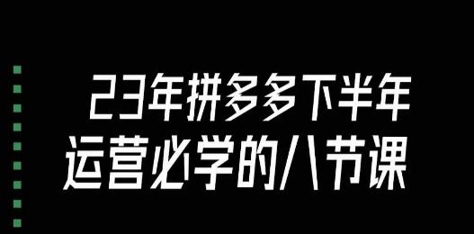 大牙·23年下半年拼多多运营必学的八节课（18节完整）-天韵资源网