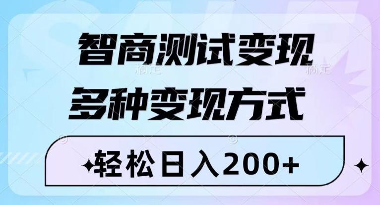智商测试变现，轻松日入200+，几分钟一个视频，多种变现方式-天韵资源网