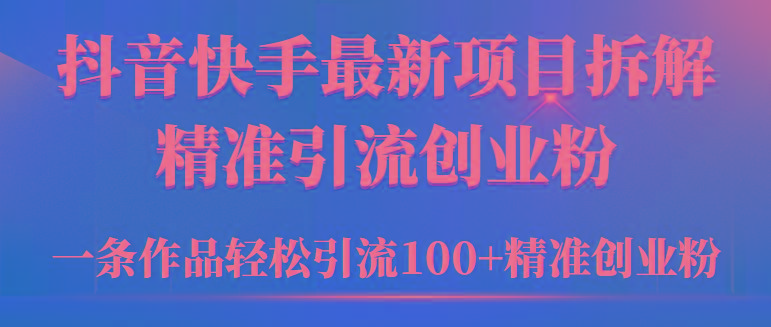 (9447期)2024年抖音快手最新项目拆解视频引流创业粉，一天轻松引流精准创业粉100+-天韵资源网