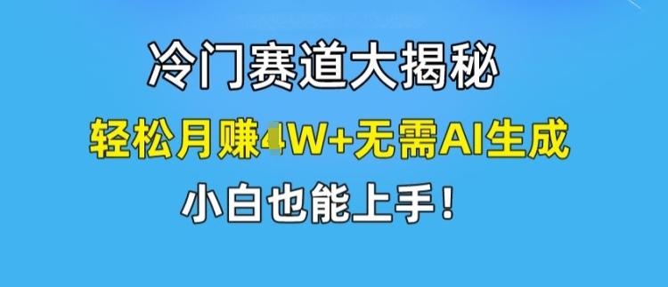 冷门赛道大揭秘，轻松月赚1W+无需AI生成，小白也能上手【揭秘】-天韵资源网