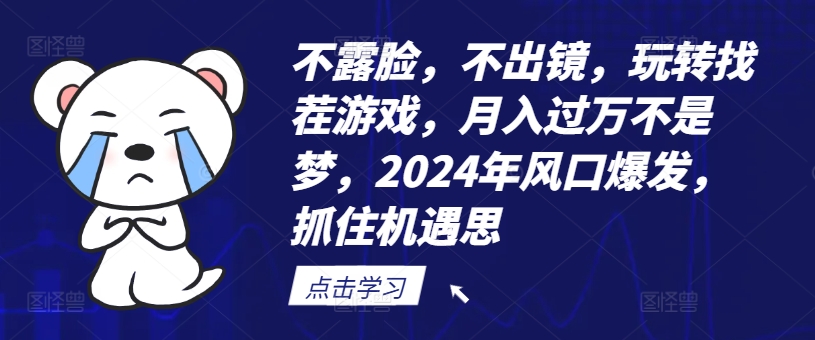 不露脸，不出镜，玩转找茬游戏，月入过万不是梦，2024年风口爆发，抓住机遇【揭秘】-天韵资源网