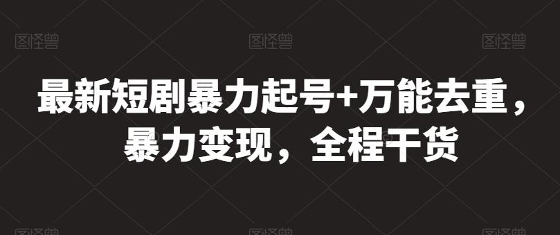 最新短剧暴力起号+万能去重，暴力变现，全程干货【揭秘】-天韵资源网