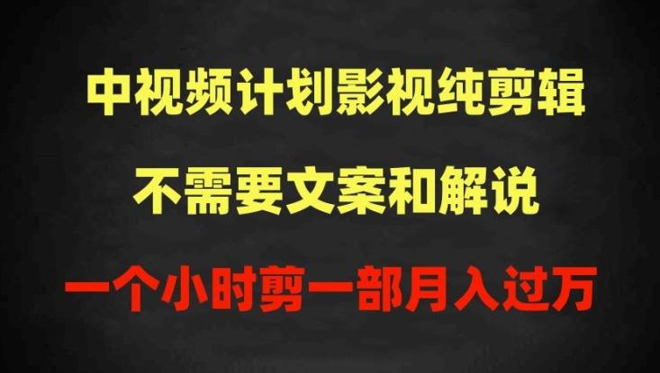 中视频计划影视纯剪辑，不需要文案和解说，一个小时剪一部，100%过原创月入过万【揭秘】-天韵资源网