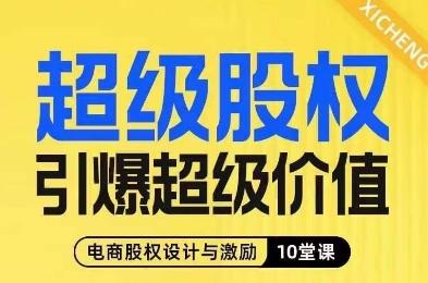 超级股权引爆超级价值，电商股权设计与激励10堂线上课-天韵资源网