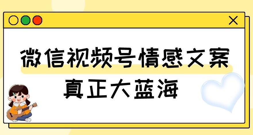 视频号情感文案，真正大蓝海，简单操作，新手小白轻松上手（教程+素材）【揭秘】-天韵资源网