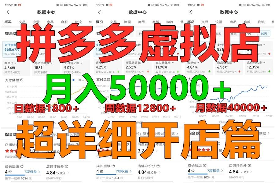拼多多虚拟电商训练营月入40000+你也行，暴利稳定长久，副业首选-天韵资源网
