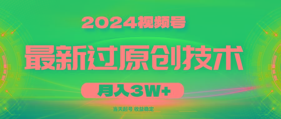 2024视频号最新过原创技术，当天起号，收益稳定，月入3W+-天韵资源网