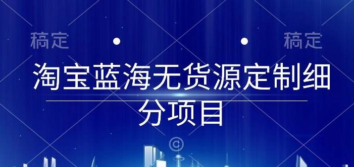 淘宝蓝海无货源定制细分项目，从0到起店实操全流程【揭秘】-天韵资源网