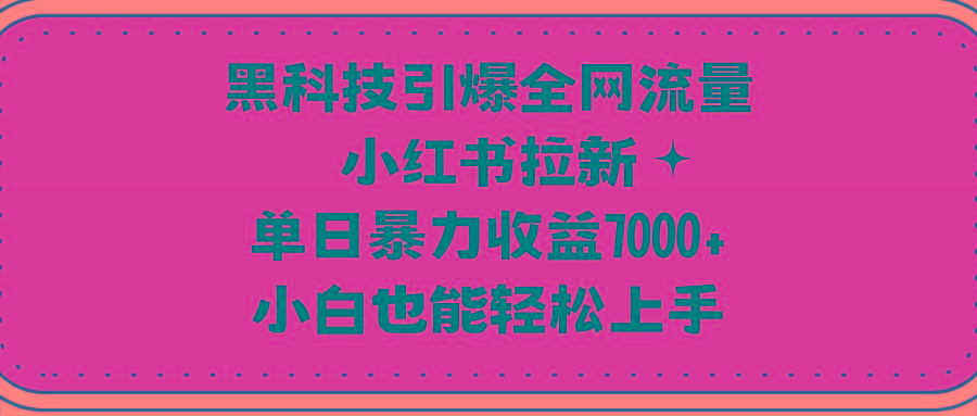 (9679期)黑科技引爆全网流量小红书拉新，单日暴力收益7000+，小白也能轻松上手-天韵资源网