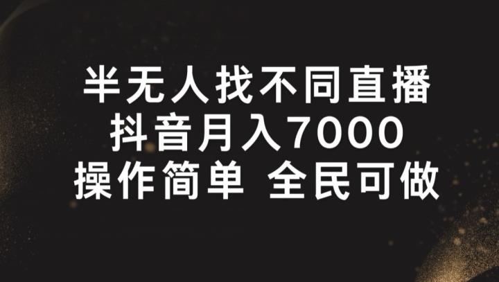 半无人找不同直播，月入7000+，操作简单 全民可做【揭秘】-天韵资源网