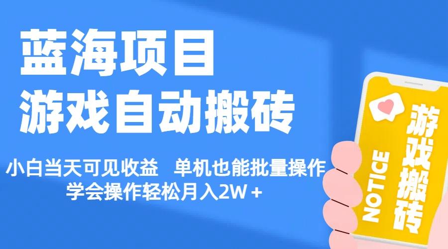 【蓝海项目】游戏自动搬砖 小白当天可见收益 单机也能批量操作 学会操…-天韵资源网