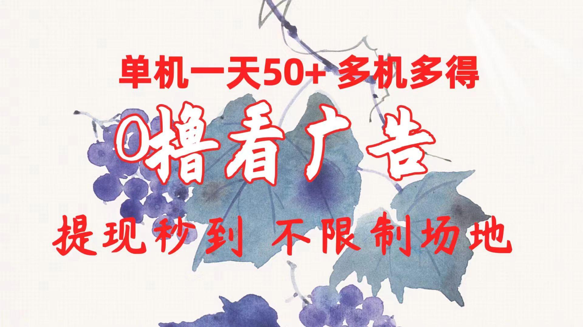 0撸看广告 单机一天50+多机多得 提现秒到 不限制场地操作-天韵资源网