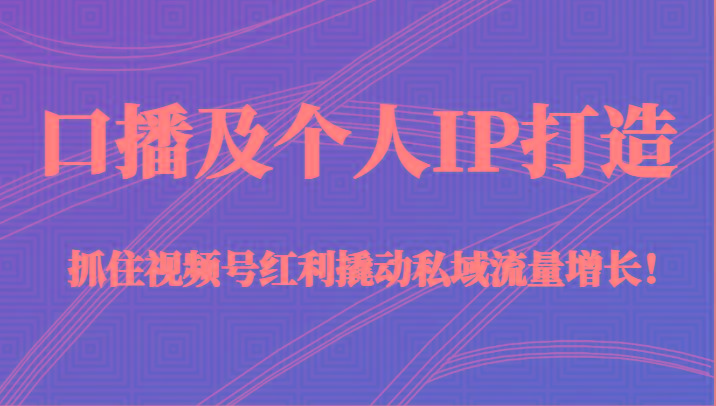 口播及个人IP打造，抓住视频号红利撬动私域流量增长！（45节课）-天韵资源网