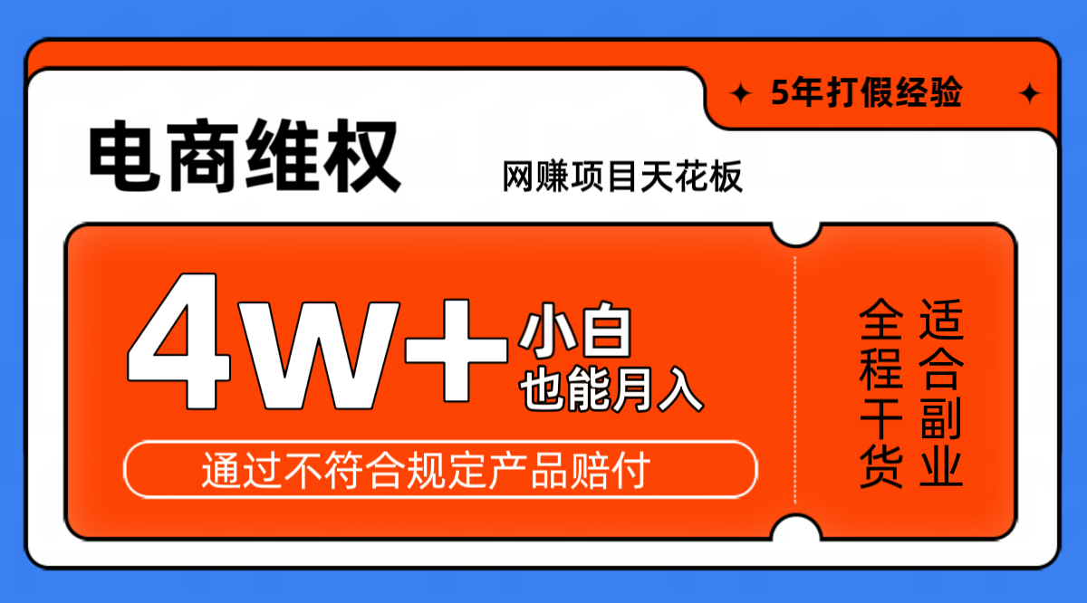 网赚项目天花板电商购物维权月收入稳定4w+独家玩法小白也能上手-天韵资源网