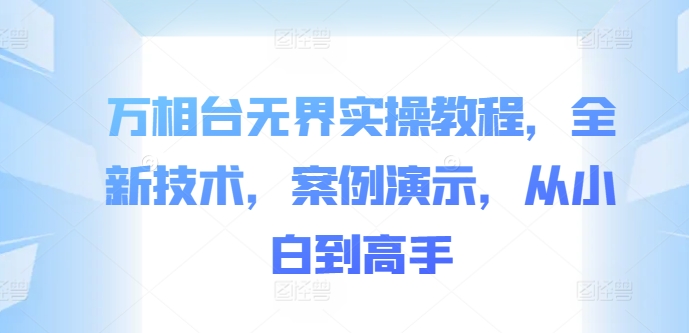 万相台无界实操教程，全新技术，案例演示，从小白到高手-天韵资源网