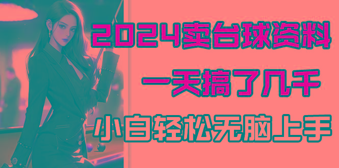 2024卖台球资料，一天搞了几千，小白轻松无脑上手-天韵资源网