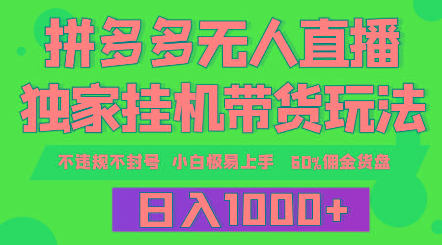 (9511期)拼多多无人直播带货，纯挂机模式，小白极易上手，不违规不封号， 轻松日…-天韵资源网