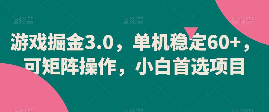 游戏掘金3.0，单机稳定60+，可矩阵操作，小白首选项目【揭秘】-天韵资源网
