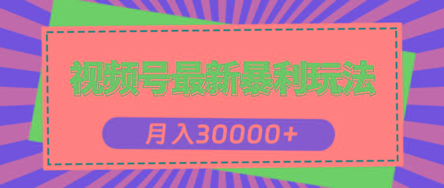 视频号最新暴利玩法，轻松月入30000+-天韵资源网