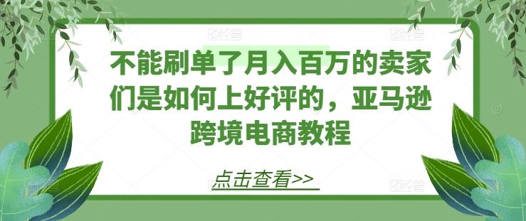 不能刷单了月入百万的卖家们是如何上好评的，亚马逊跨境电商教程-天韵资源网