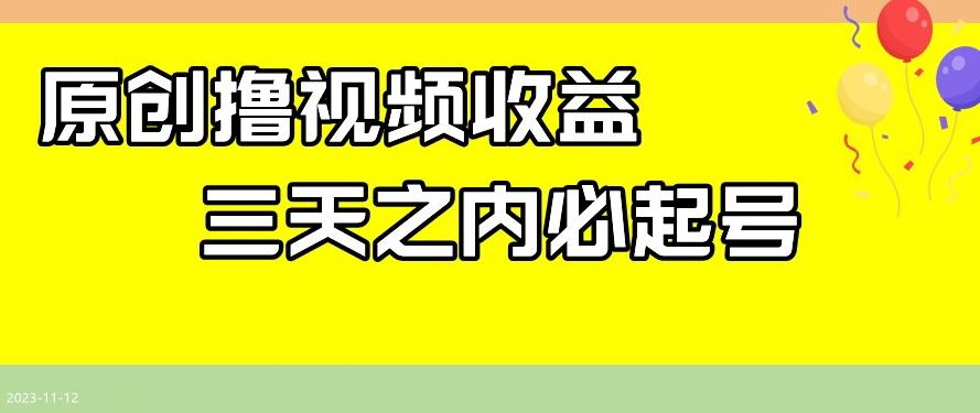 最新撸视频收益，三天之内必起号，一天保底100+【揭秘】-天韵资源网