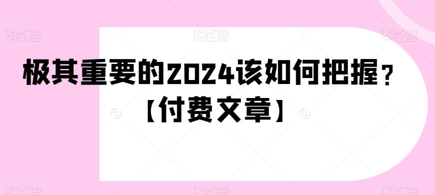 极其重要的2024该如何把握？【付费文章】-天韵资源网