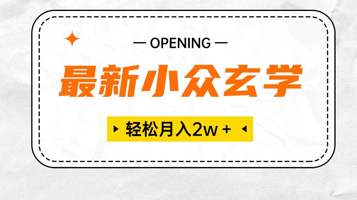 最新小众玄学项目，保底月入2W＋ 无门槛高利润，小白也能轻松掌握-天韵资源网
